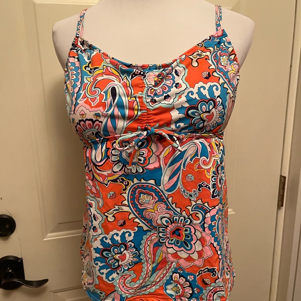 Lands’ End Sz 12 Colorful Paisley Floral Tankini Top